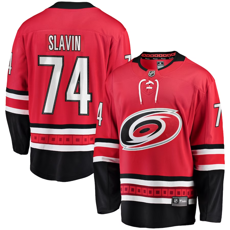 Men's Carolina Hurricanes Jaccob Slavin #74 Red Home Breakaway Jersey